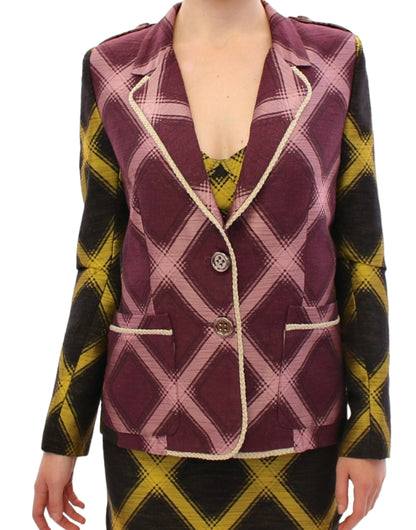 House of Holland Chic Purple Checkered Jacket Blazer House of Holland