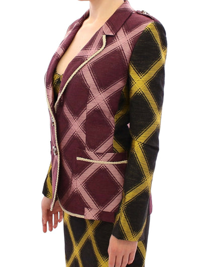 House of Holland Chic Purple Checkered Jacket Blazer House of Holland