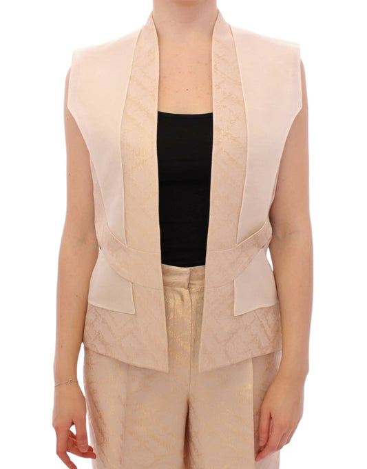 Zeyneptosun Exclusive Beige Brocade Sleeveless Vest Zeyneptosun