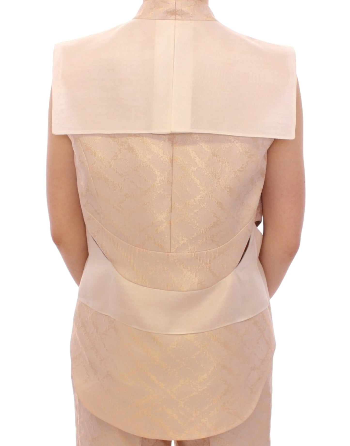 Zeyneptosun Exclusive Beige Brocade Sleeveless Vest Zeyneptosun