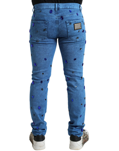 Dolce & Gabbana Crystal Embellished Skinny Denim Jeans Dolce & Gabbana