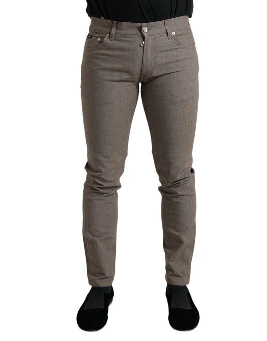 Dolce & Gabbana Elegant Brown Cotton Stretch Skinny Pants Dolce & Gabbana