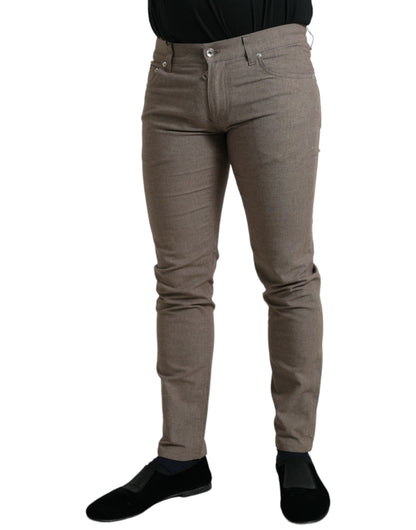 Dolce & Gabbana Elegant Brown Cotton Stretch Skinny Pants Dolce & Gabbana