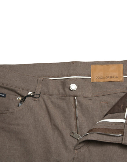 Dolce & Gabbana Elegant Brown Cotton Stretch Skinny Pants Dolce & Gabbana