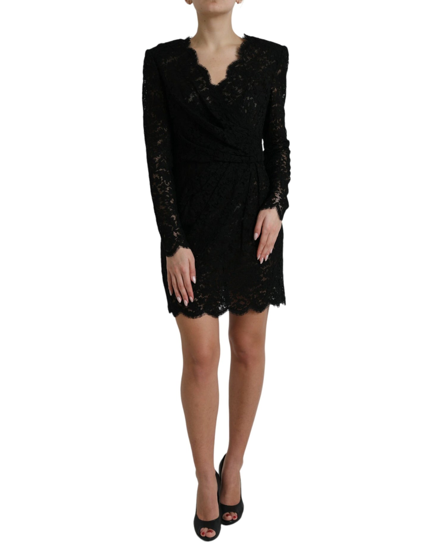 Dolce & Gabbana Elegant Black Floral Lace Sheath Mini Dress Dolce & Gabbana