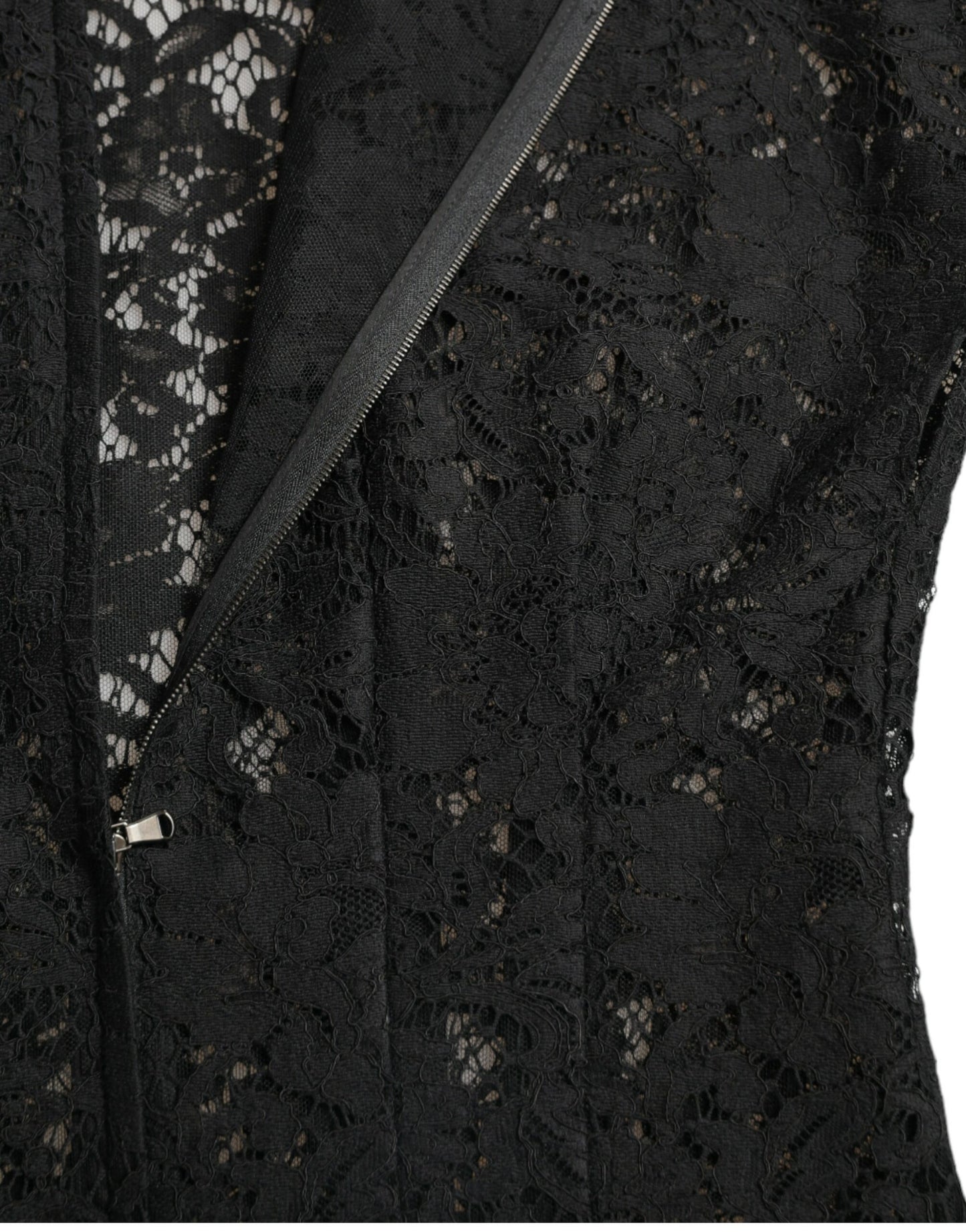 Dolce & Gabbana Elegant Black Floral Lace A-Line Mini Dress Dolce & Gabbana