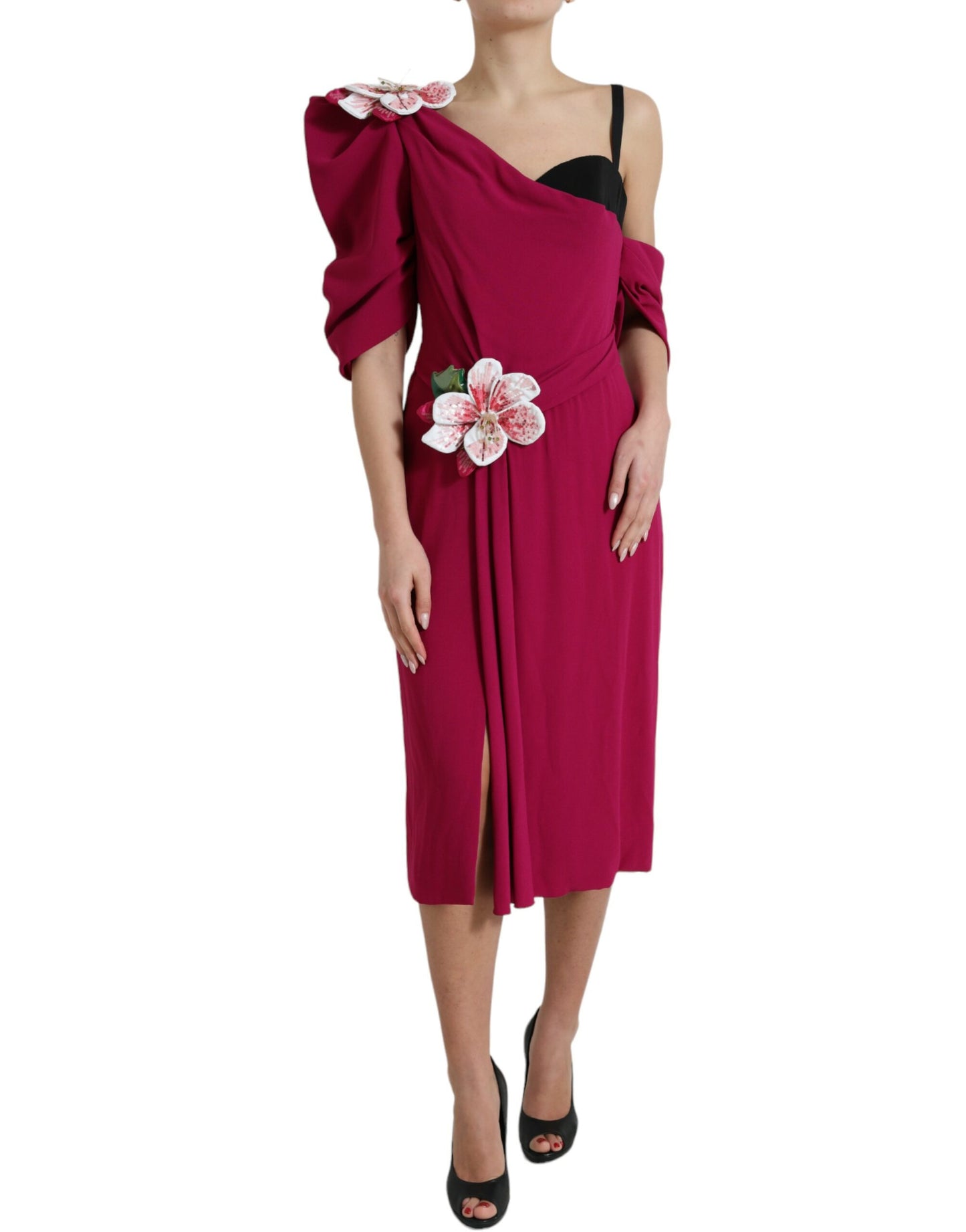 Dolce & Gabbana Elegant Purple Silk Midi Sheath Dress Dolce & Gabbana