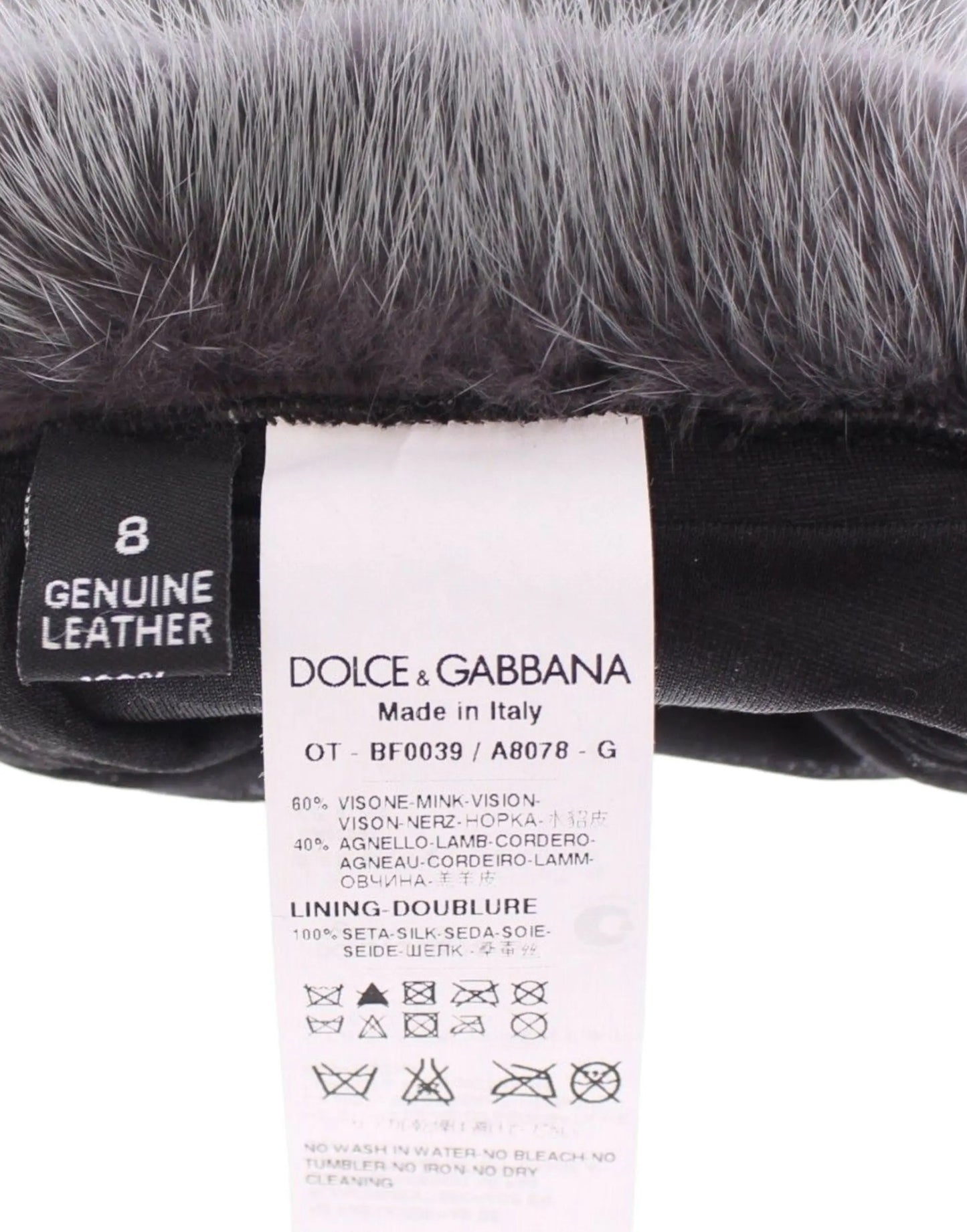 Dolce & Gabbana Elegant Gray Mink Fur Leather Elbow Gloves Dolce & Gabbana