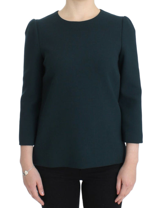 Dolce & Gabbana Enchanted Sicily Green Wool Silk Blend Blouse Dolce & Gabbana