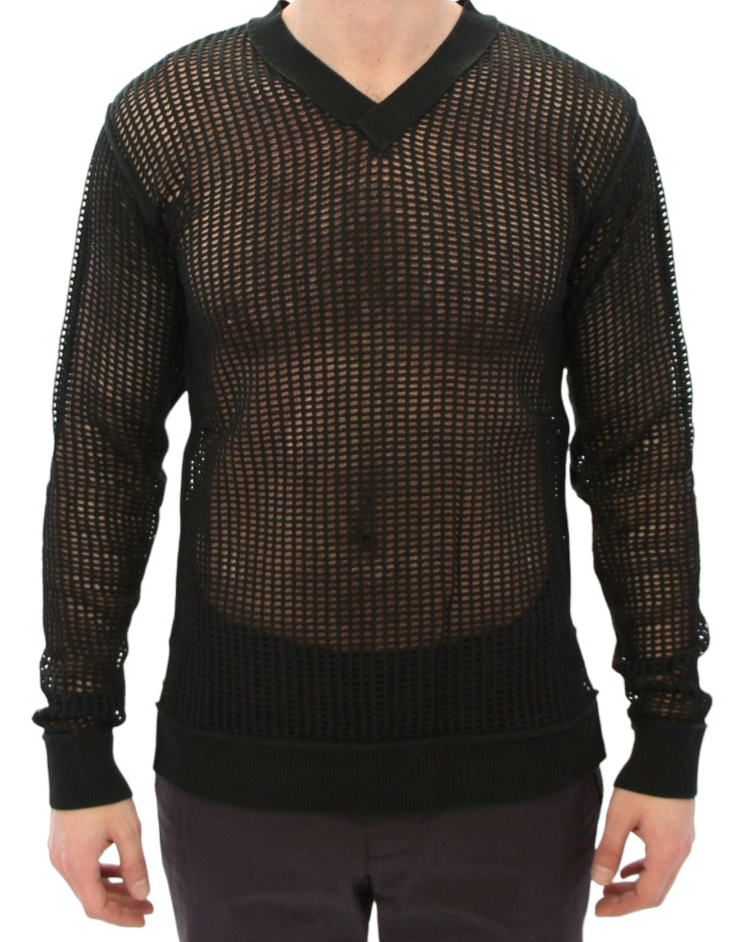 Dolce & Gabbana Elegant V-Neck Dark Green Knitted Sweater Dolce & Gabbana