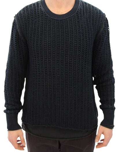 Dolce & Gabbana Elegant Blue and Black Layered Sweater Dolce & Gabbana