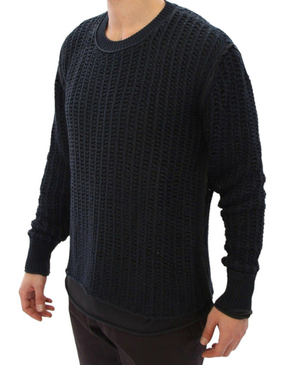 Dolce & Gabbana Elegant Blue and Black Layered Sweater Dolce & Gabbana