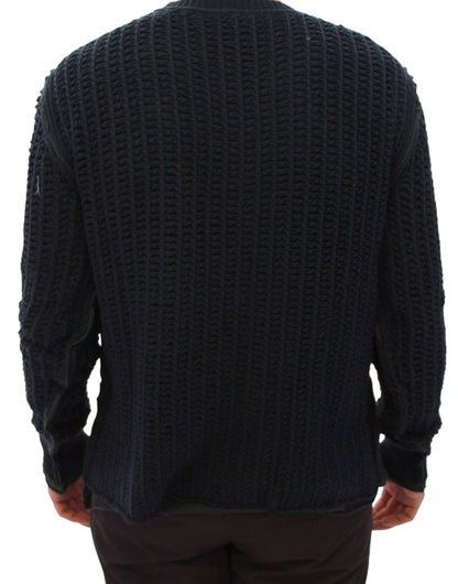 Dolce & Gabbana Elegant Blue and Black Layered Sweater Dolce & Gabbana