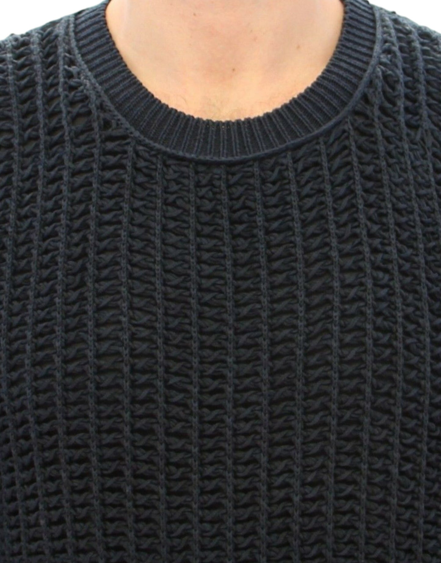 Dolce & Gabbana Elegant Blue and Black Layered Sweater Dolce & Gabbana