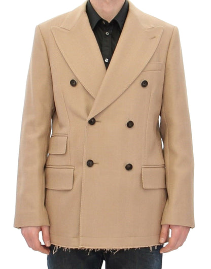 Dolce & Gabbana Elegant Beige Formal Wool Coat Dolce & Gabbana