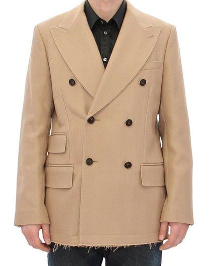 Dolce & Gabbana Elegant Beige Formal Wool Coat Dolce & Gabbana