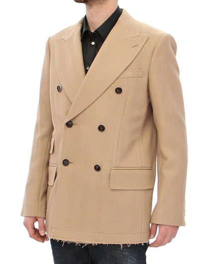 Dolce & Gabbana Elegant Beige Formal Wool Coat Dolce & Gabbana