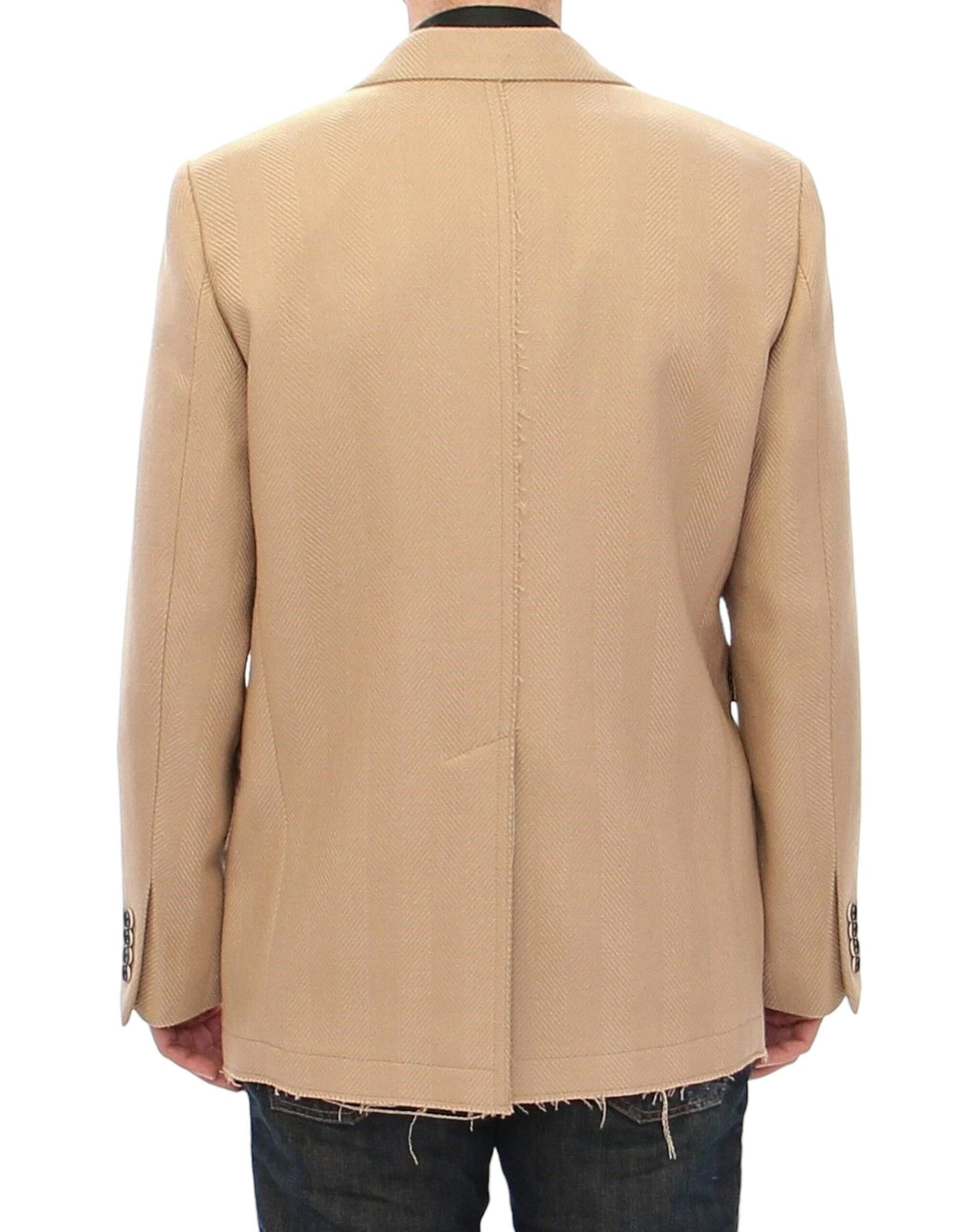 Dolce & Gabbana Elegant Beige Formal Wool Coat Dolce & Gabbana