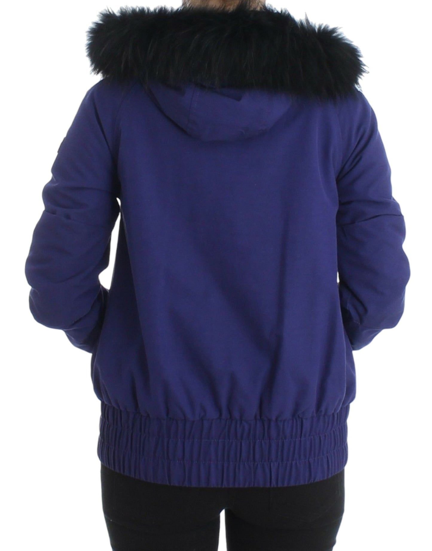 GF Ferre Chic Blue K-Way Jacket with Faux Fur Accent GF Ferre