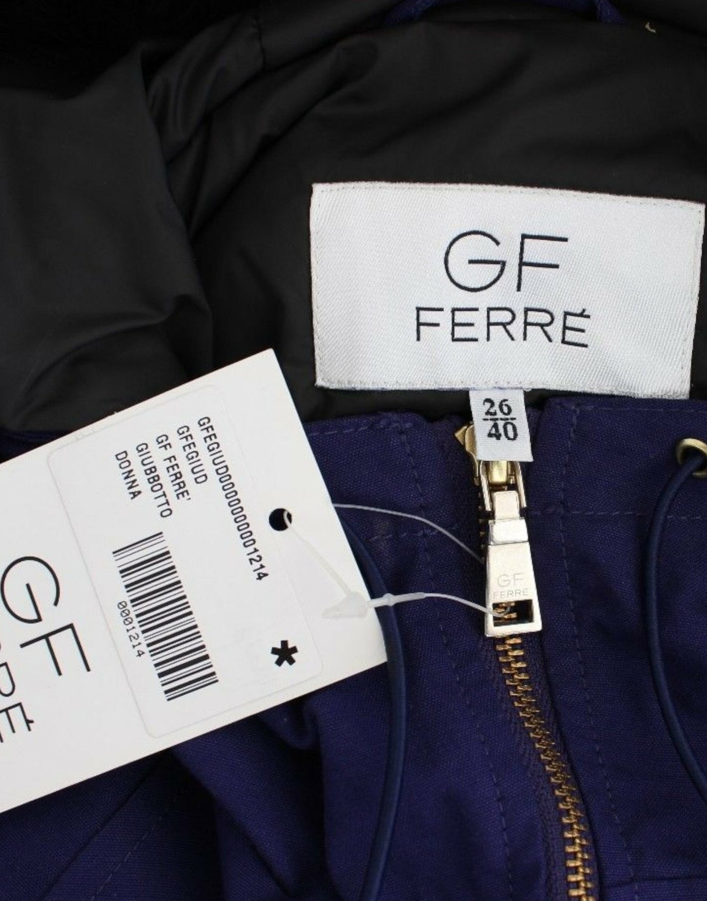 GF Ferre Chic Blue K-Way Jacket with Faux Fur Accent GF Ferre