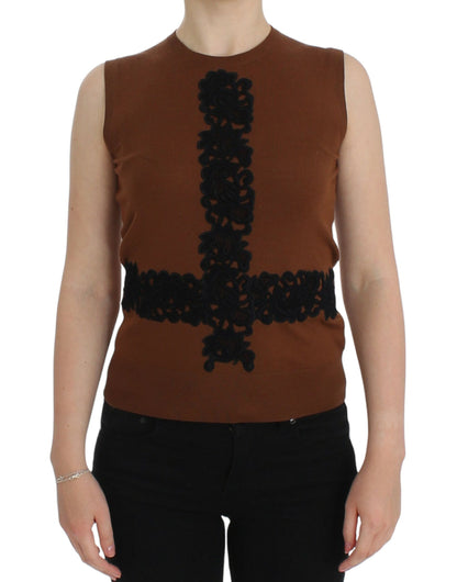 Dolce & Gabbana Timeless Wool and Lace Sleeveless Vest Dolce & Gabbana