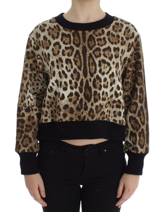 Dolce & Gabbana Elegant Leopard Print Short Sweater Top Dolce & Gabbana