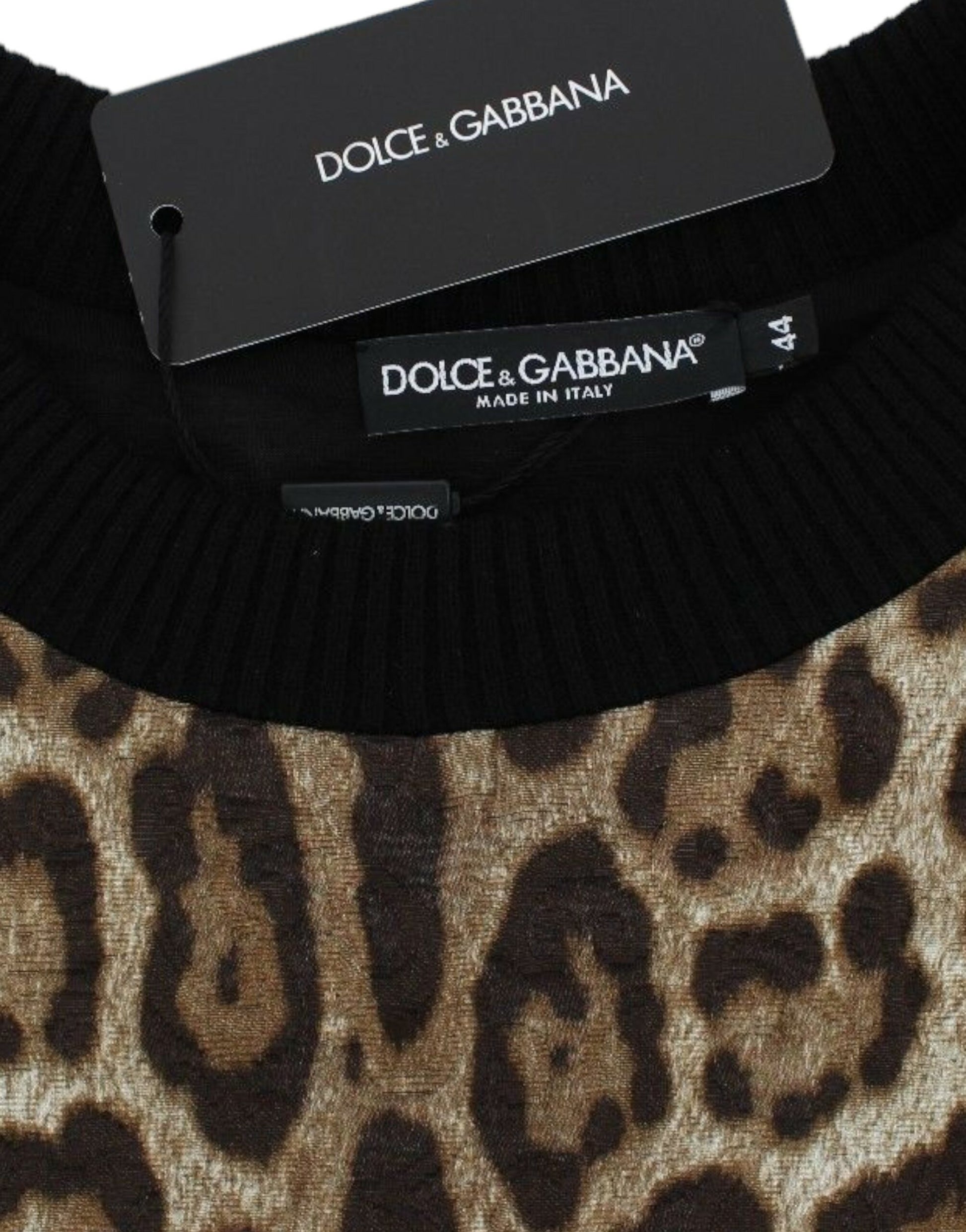 Dolce &amp; Gabbana মার্জিত চিতা প্রিন্ট ছোট সোয়েটার শীর্ষ