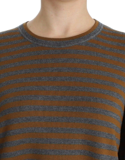 Dolce & Gabbana Yellow & Gray Striped Oversized Sweater Dolce & Gabbana