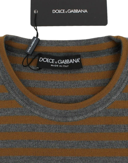 Dolce & Gabbana Yellow & Gray Striped Oversized Sweater Dolce & Gabbana