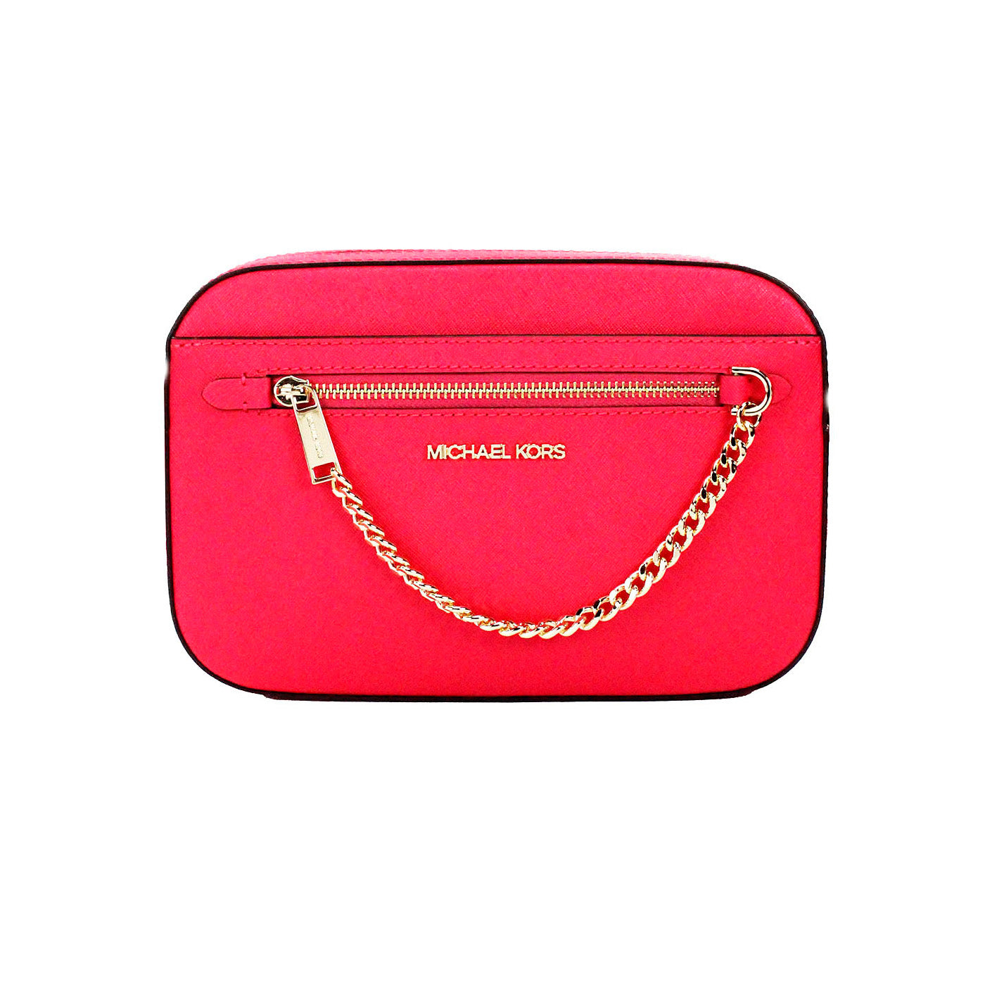 Michael Kors Jet Set East West Electric Pink Leather Zip Chain Crossbody Bag Michael Kors