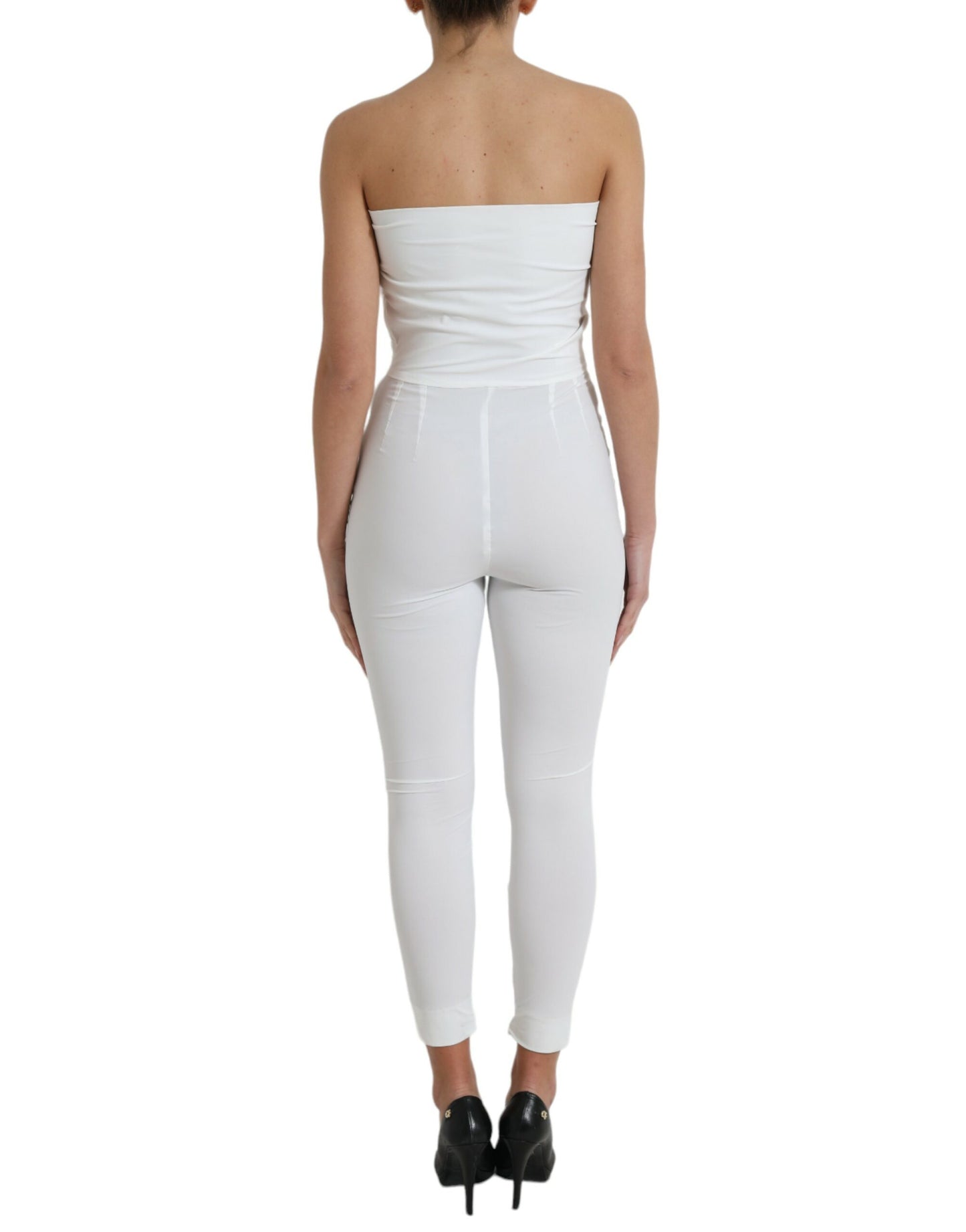 Dolce & Gabbana Elegant White Strapless Jumpsuit Dress Dolce & Gabbana