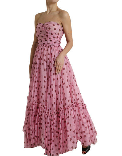 Dolce & Gabbana Chic A-Line Strapless Silk Dress in Pink Dolce & Gabbana