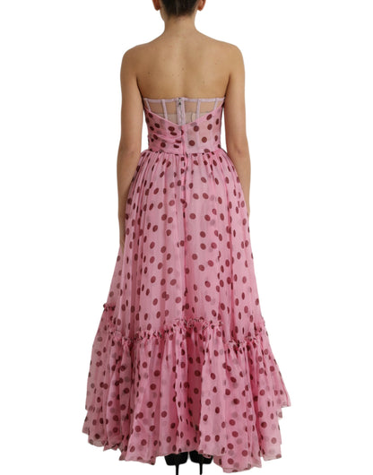 Dolce & Gabbana Chic A-Line Strapless Silk Dress in Pink Dolce & Gabbana