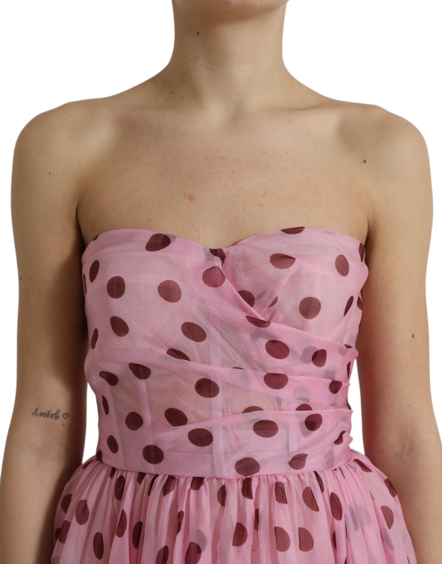 Dolce & Gabbana Chic A-Line Strapless Silk Dress in Pink Dolce & Gabbana