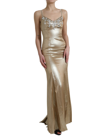 Dolce & Gabbana Elegant Metallic Gold Sheath Dress with Crystals Dolce & Gabbana