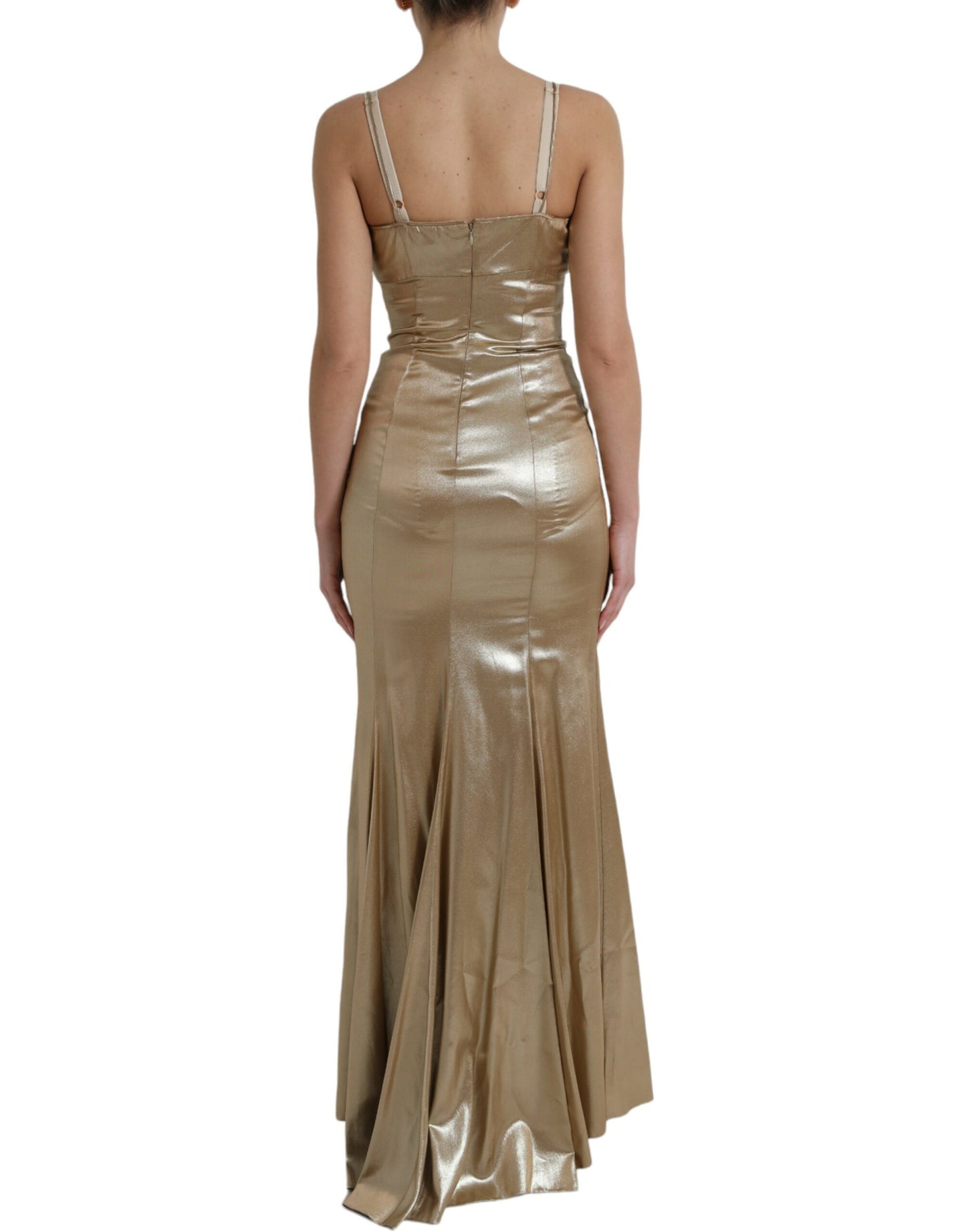 Dolce & Gabbana Elegant Metallic Gold Sheath Dress with Crystals Dolce & Gabbana