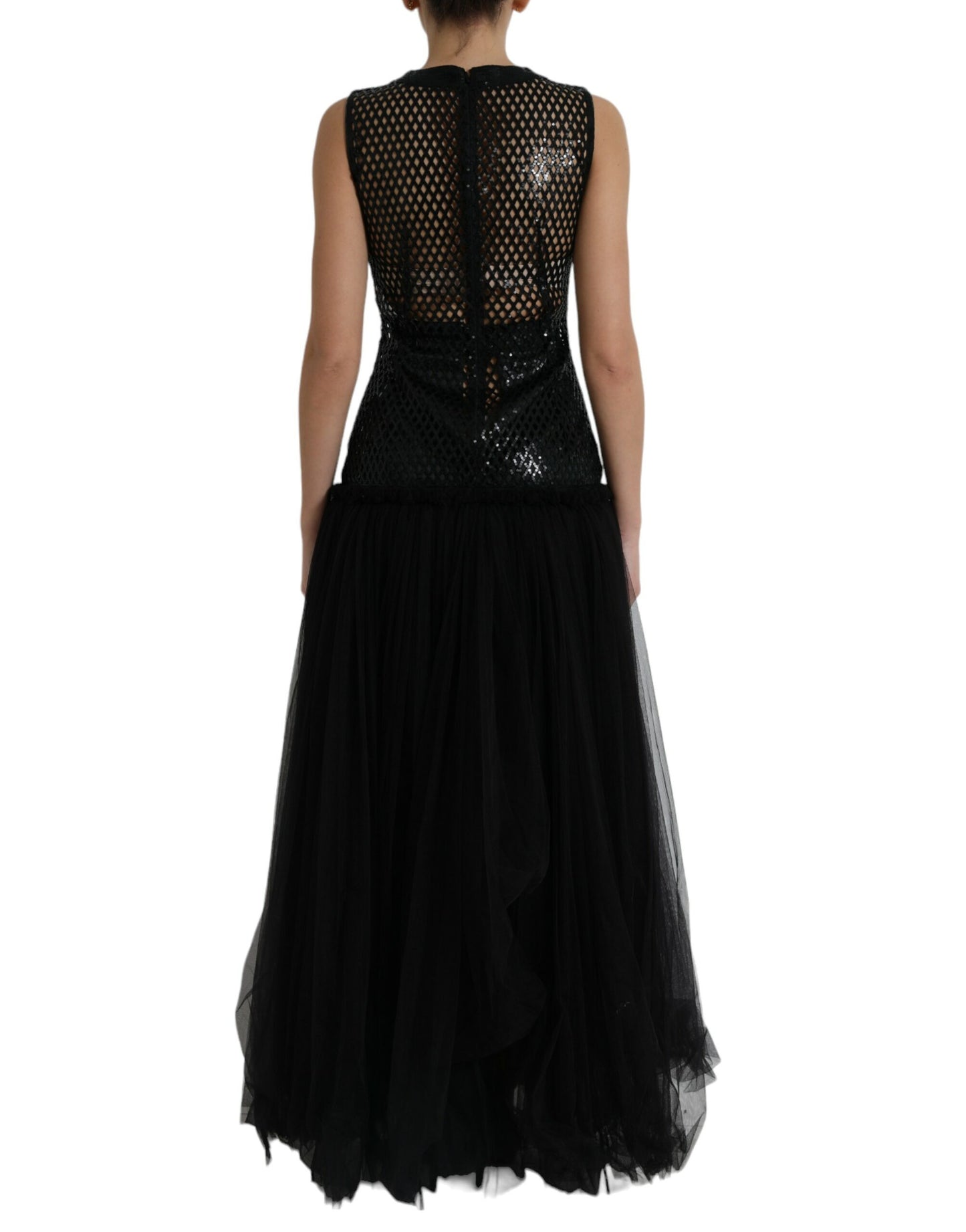 Dolce & Gabbana Elegant Black Sequined Evening Dress Dolce & Gabbana