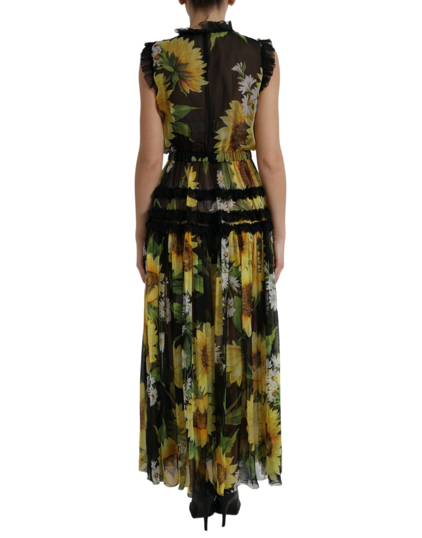 Dolce & Gabbana Elegant Sunflower Silk Maxi Dress Dolce & Gabbana