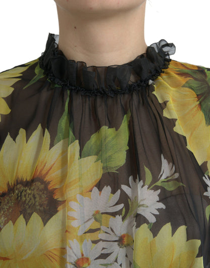 Dolce & Gabbana Elegant Sunflower Silk Maxi Dress Dolce & Gabbana