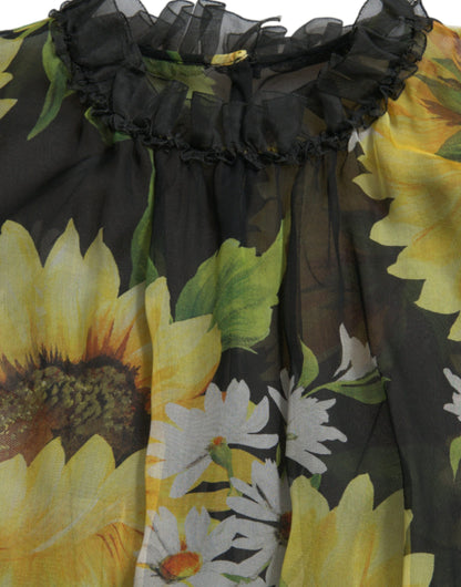 Dolce & Gabbana Elegant Sunflower Silk Maxi Dress Dolce & Gabbana