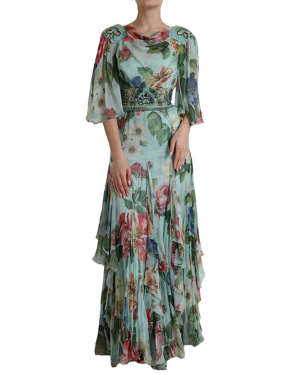 Dolce & Gabbana Elegant Floral Silk Long Dress Dolce & Gabbana