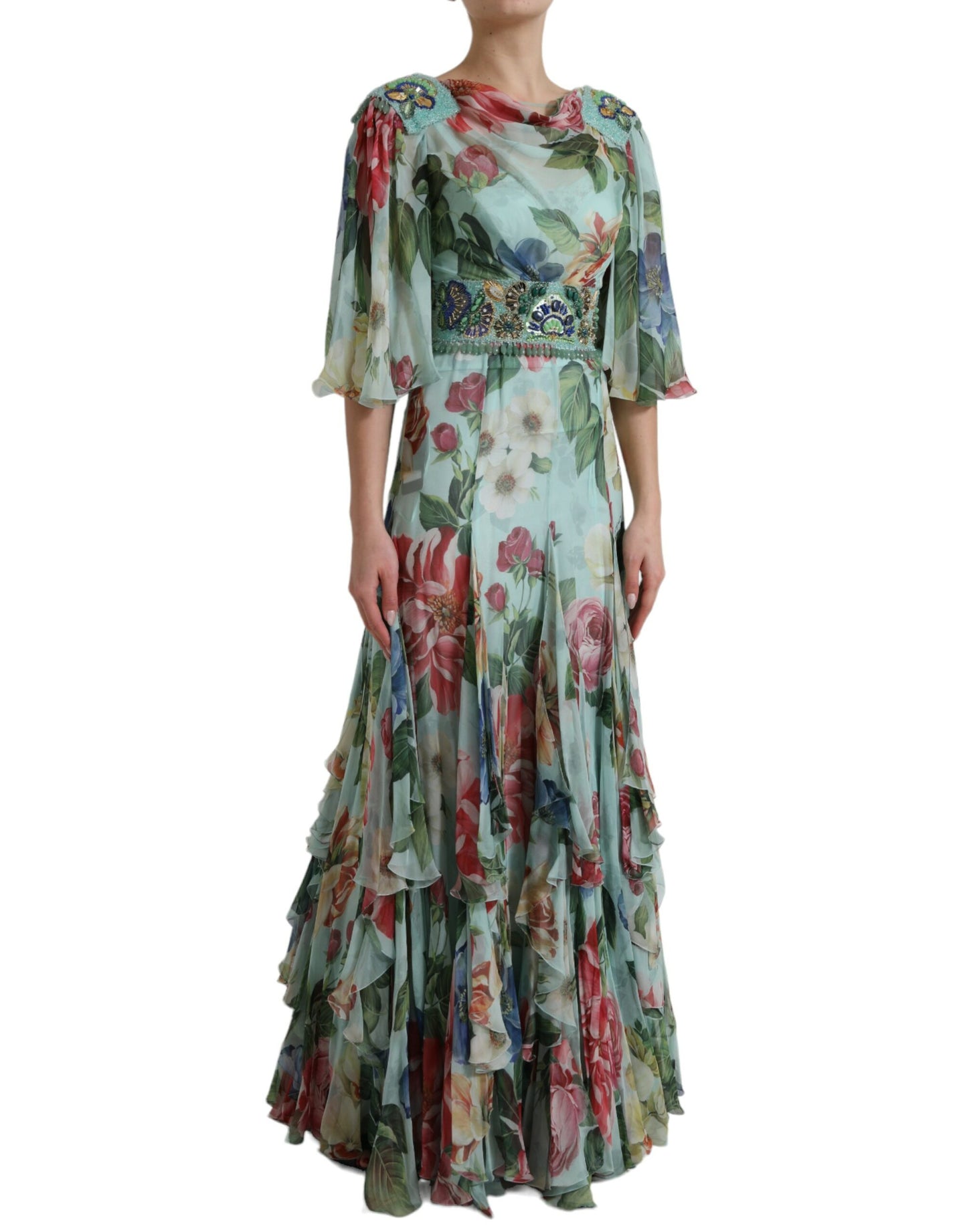 Dolce & Gabbana Elegant Floral Silk Long Dress Dolce & Gabbana