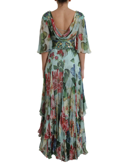 Dolce & Gabbana Elegant Floral Silk Long Dress Dolce & Gabbana