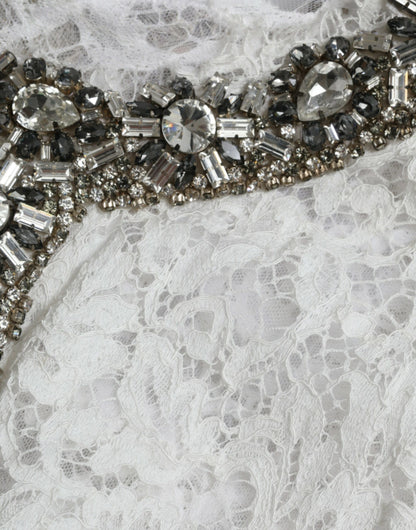 Dolce & Gabbana Elegant White Shift Dress with Crystal Embellishment Dolce & Gabbana