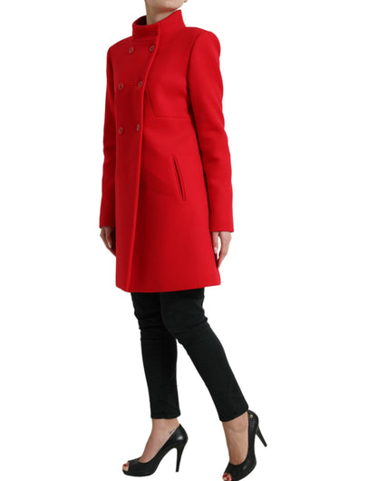 Liu Jo Elegant Red Double Breasted Long Coat Liu Jo