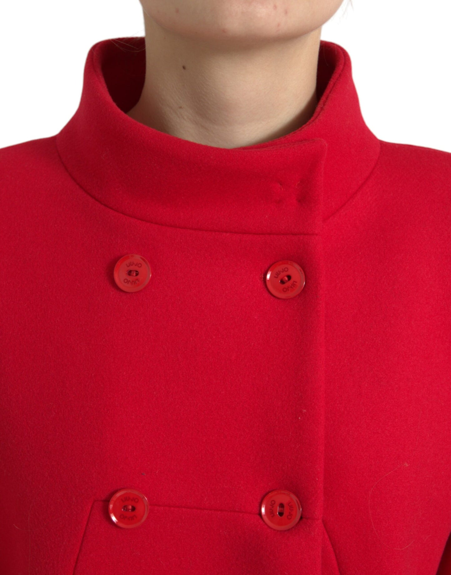 Liu Jo Elegant Red Double Breasted Long Coat Liu Jo