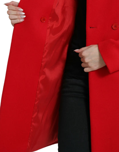 Liu Jo Elegant Red Double Breasted Long Coat Liu Jo