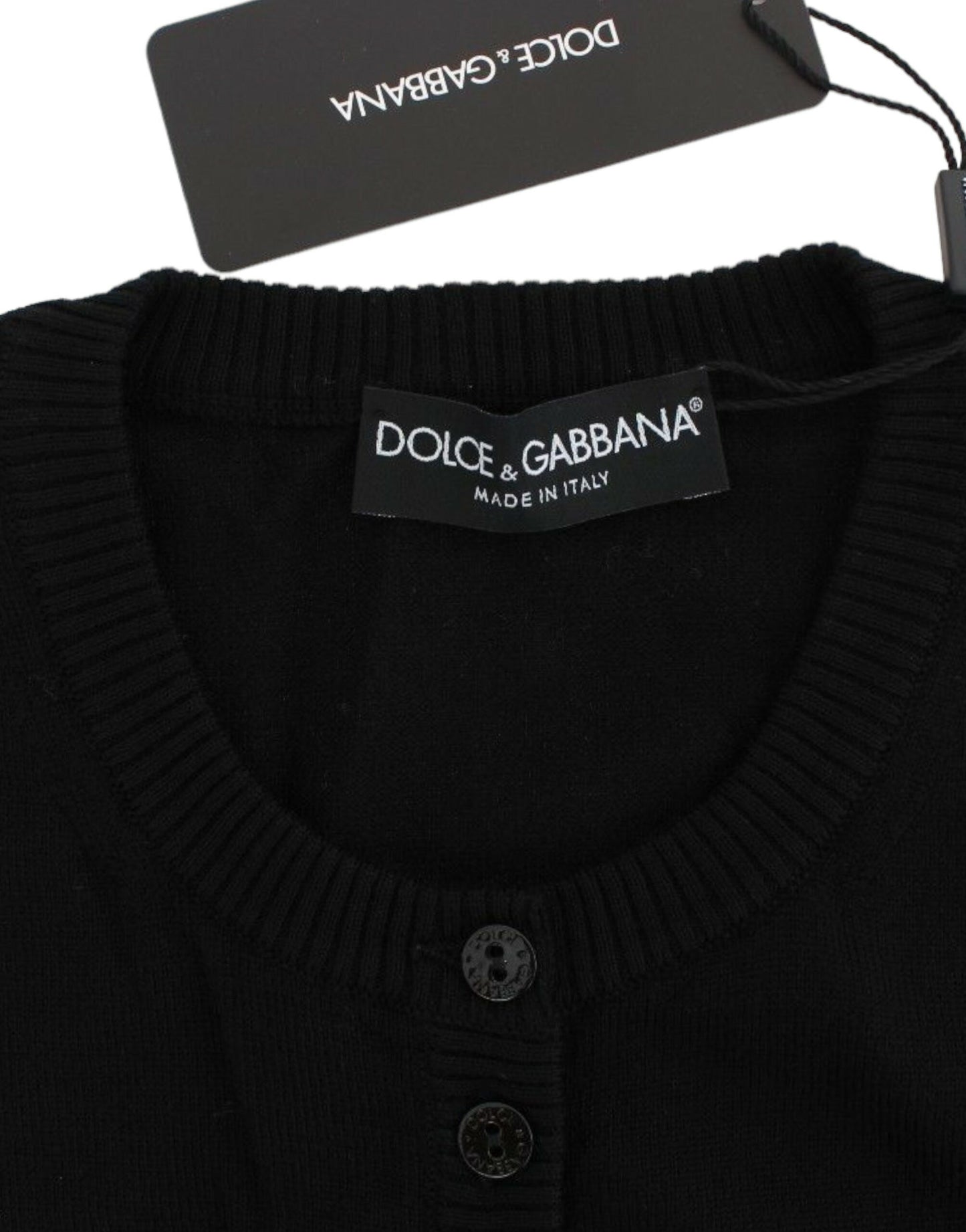 Dolce & Gabbana Elegant Black Wool Cardigan Sweater Dolce & Gabbana