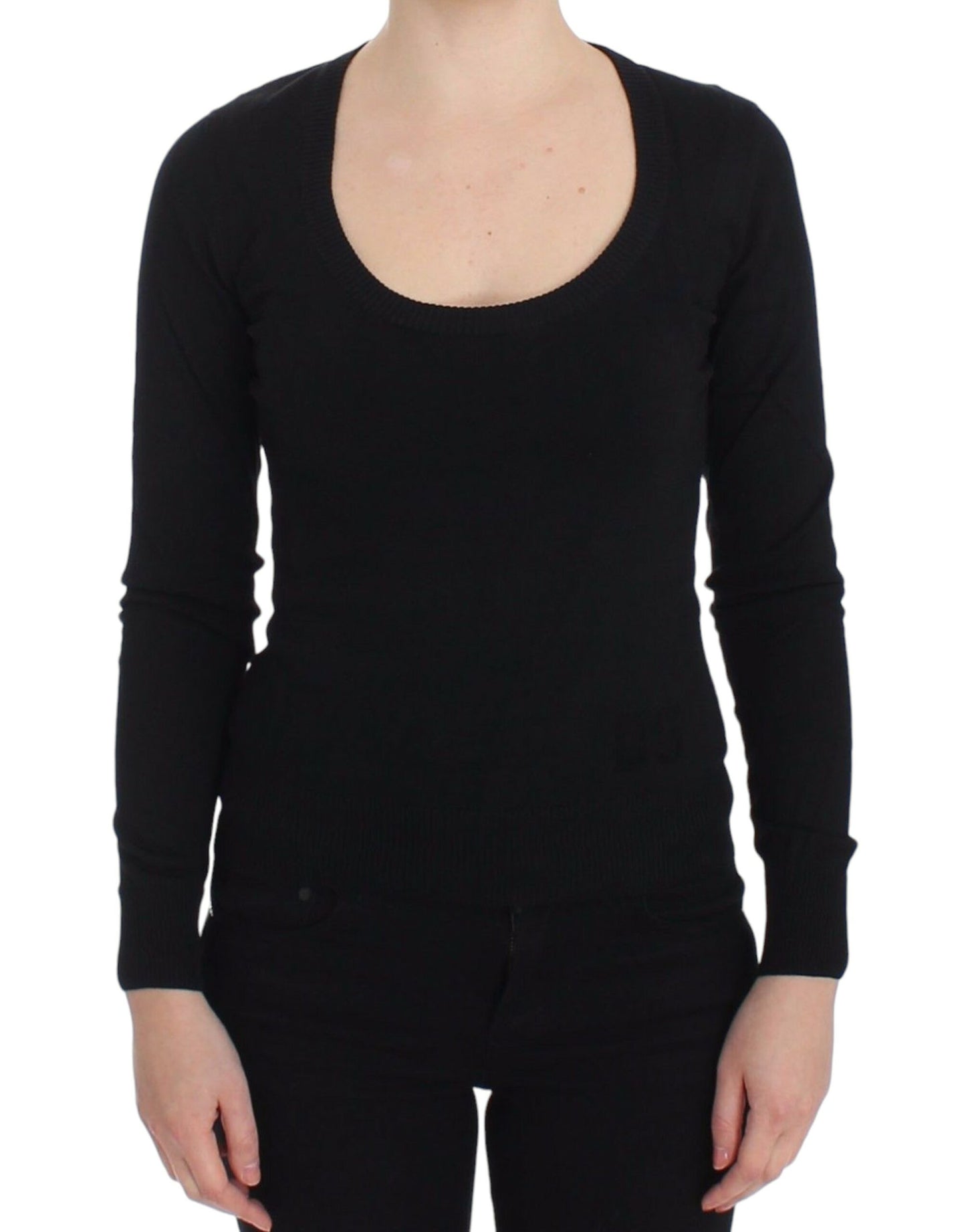 Dolce & Gabbana Elegant Black Deep Crewneck Sweater Dolce & Gabbana