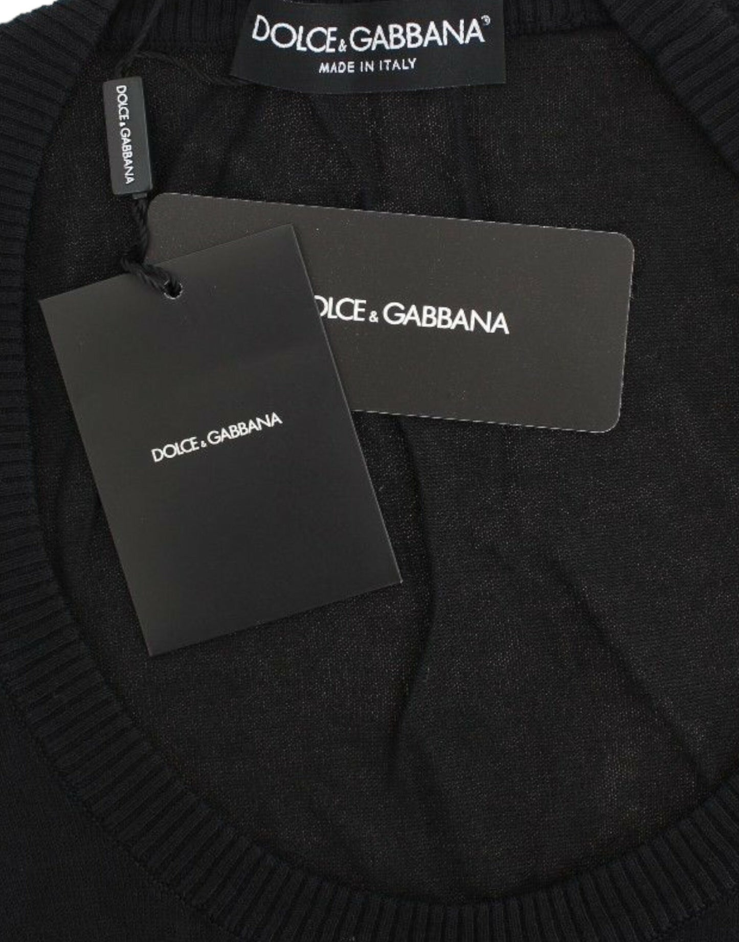 Dolce & Gabbana Elegant Black Deep Crewneck Sweater Dolce & Gabbana